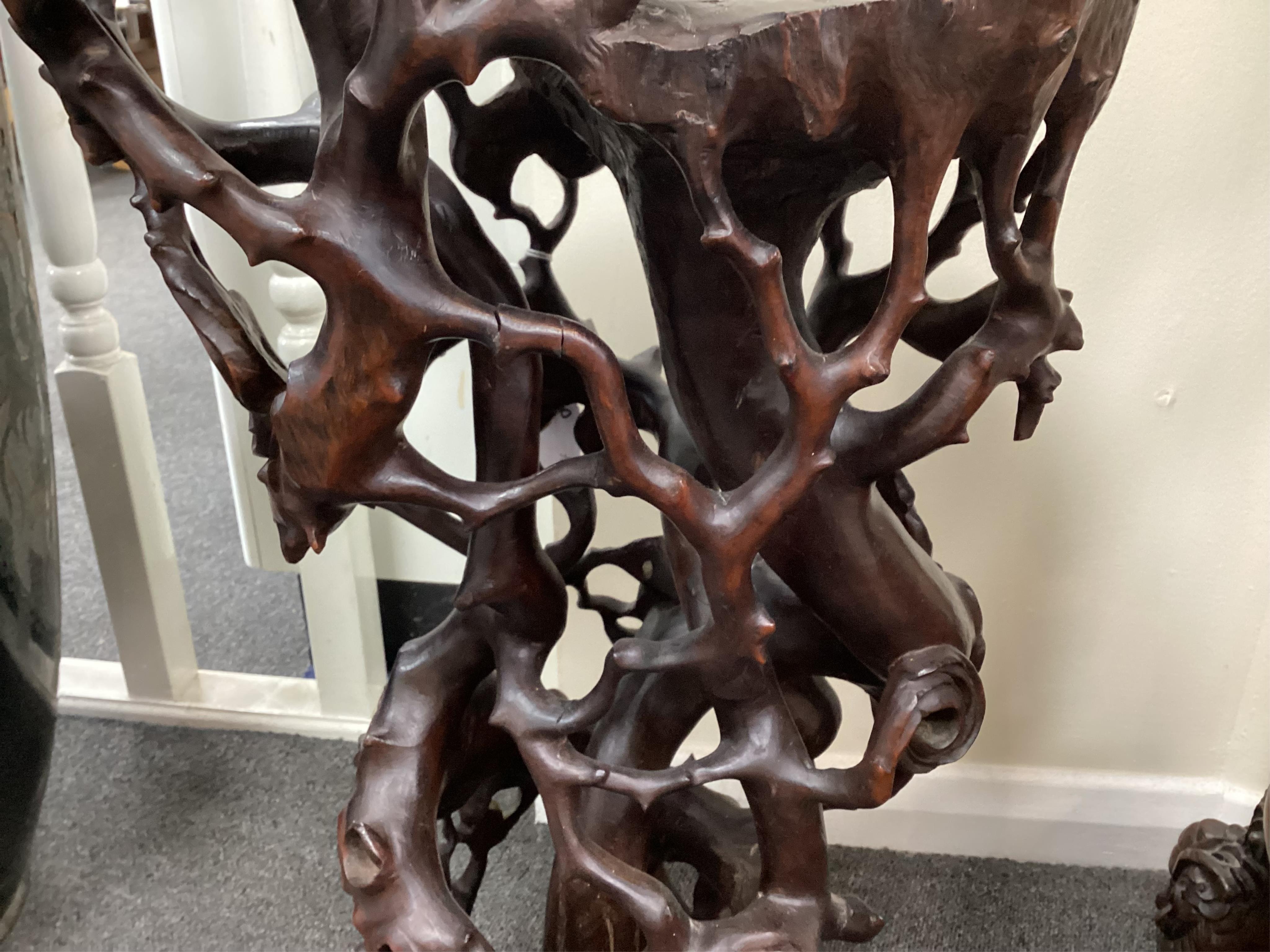 A Chinese rootwood tiered stand, 19th century